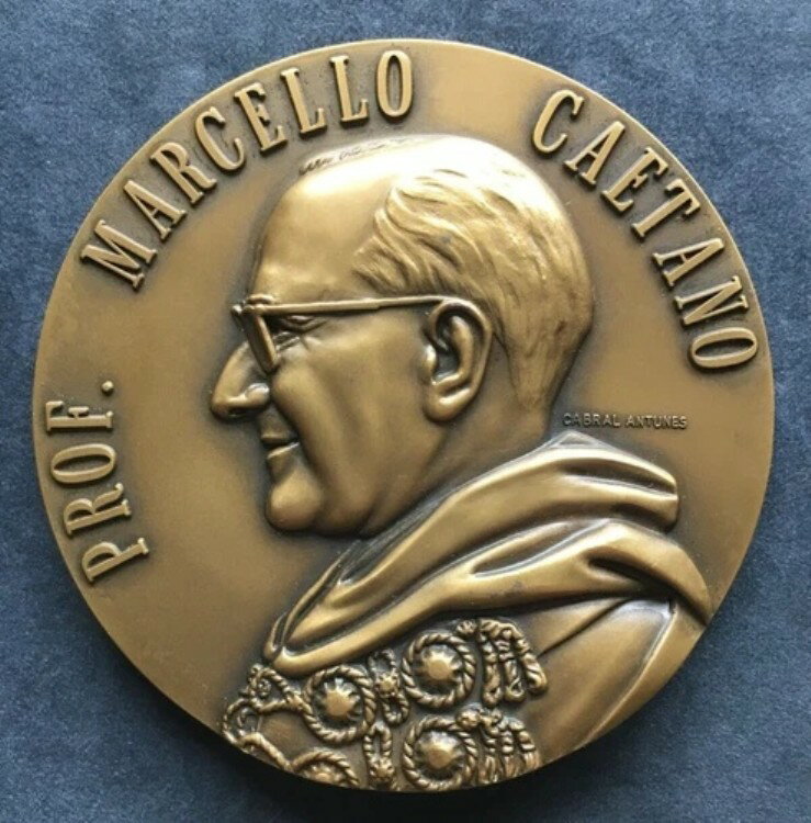 マルセロ・カエターノの1973年作の美しいアンティークの希少なブロンズメダル