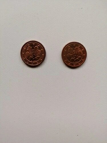 希少な2002年1セントユーロ硬貨。D 2002-1セント、G 2002 - 1セント。ドイツ、中古。