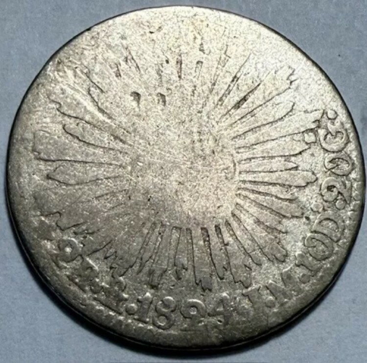 メキシコ - フックネック - 銀 2 レアル - 1824 年 Mo. J.M. - 経験豊富な - 希少品!