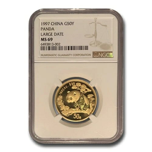 1997年 中国 1/2オンス 金貨 パンダ ラージ デイト MS-69 NGC