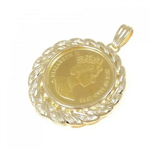 本物 K18YG(枠)ダイヤモンド コインペンダント 0.1CT #260-007-589-1268