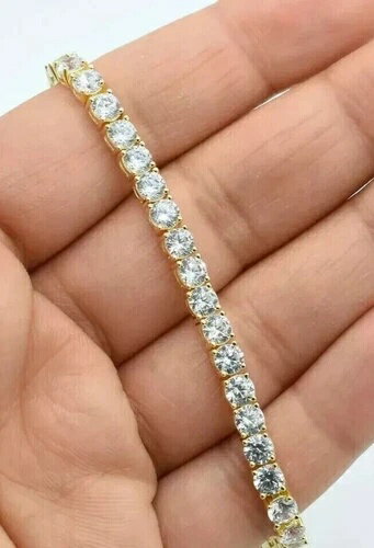 10.5カラット ラウンド ラボグロウン ダイヤモンド レディース ウェディングギフト テニスブレスレット 14Kゴールド