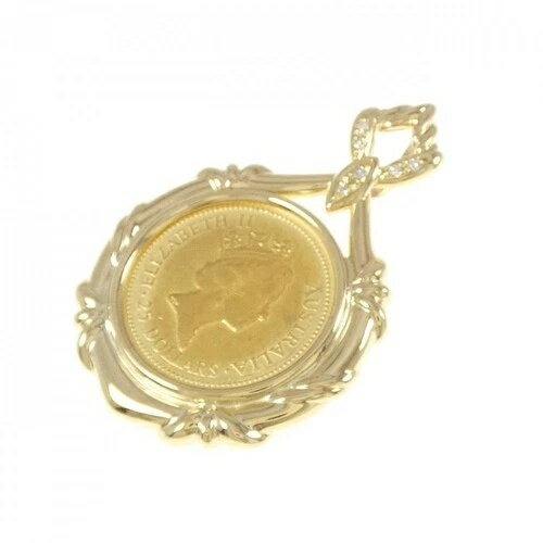 本物 K18YG(枠)ダイヤモンド コインペンダント 0.04CT #260-004-556-0187