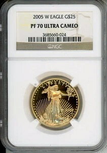 2005-W 25 ドル ゴールド イーグル 1/2 オンス NGC PF70 プルーフ コイン PR70 パーフェクト!