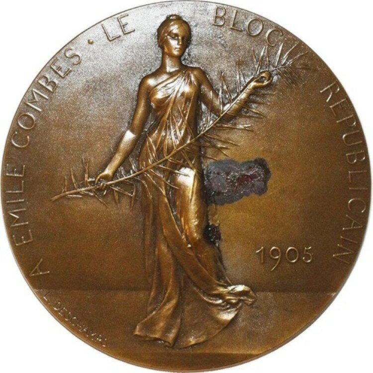 H3767 レアメダル エミール・コンブ 共和国大統領 1905年 パリ・デシャン UNC-
