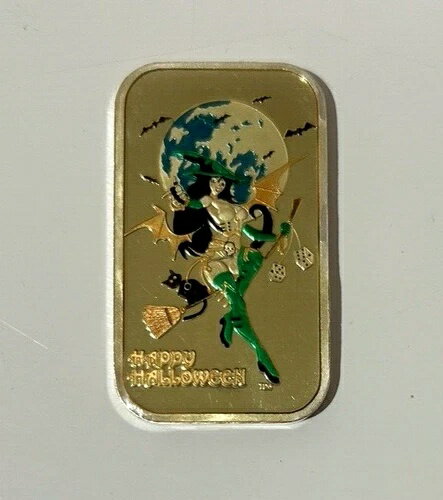 1トロイオンス .999 シルバーカラーバー DT ミント ハッピーハロウィン ウィッチ #122 レア 廃盤