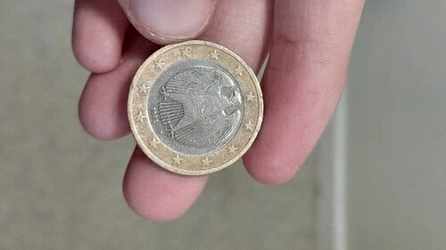 German 1 Euro coin, 2002, rare collector's item.