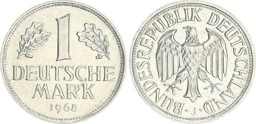 1 DM 通貨コイン 1968 J 希少年/ミントマーク ほぼSt 59244
