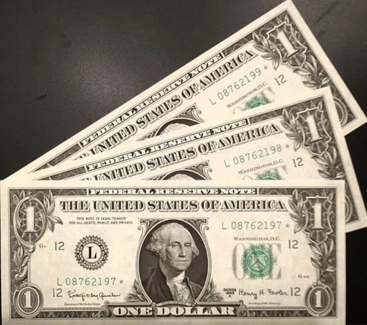 3* NEW 1963 $1 シーケンシャル STAR* ノート 08762197-8-9 それぞれほぼ完全なラダー付き