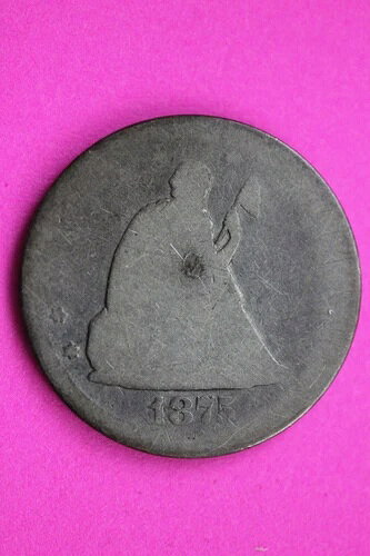 1875年 P 20セント 着席自由の女神像 シルバー 希少 本物 キーデートコイン 0929
