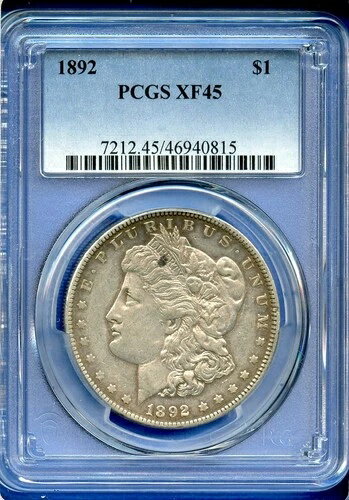 樂天商城 - 1892 P PCGS XF45 モルガン シルバー ダラー $1 米国造幣局 希少キーデートコイン 1892-P XF-45