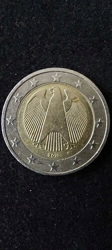 2 EURO 2010。G. フェデラルイーグル。ドイツ製。複数の欠陥あり。非常に希少。