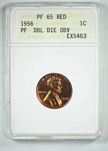 1956年 プルーフ ダブルダイ 表面 リンカーン ウィート セント 1セント ANACS ソープボックス PF65RD