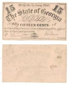 1863年 15セント ジョージア州 ミレッジビル Cr-17 未流通 #2817 A