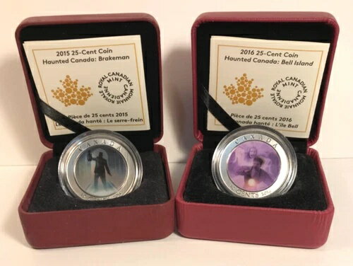2015-2016 カナダ 25 セント硬貨 2 枚セット 幽霊の出るカナダ：ブレーキマン - ベル島