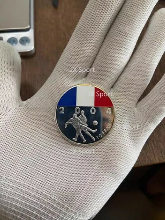 2004年ポルトガル欧州選手権 UEFA 10フラン銀貨 コンゴ・フランス発行 1