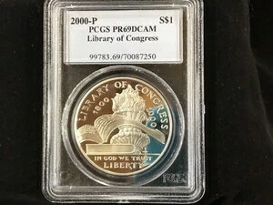 2000-P 議会図書館銀貨 PCGS PR69DCAM ジェムプルーフ B0504(3)