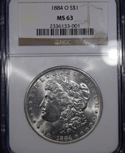 1884-O モルガン銀貨「NGC MS63」*2点目以降は送料無料*