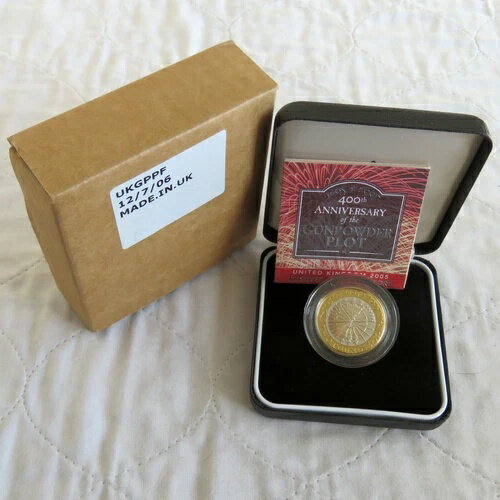イギリス 2005 ガンパウダー陰謀事件 ピエドフォート 2ポンド シルバー プルーフ - 箱入り/COA/外箱