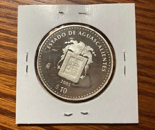 メキシコ 2005 年 アグアスカリエンテス 10 ペソ シルバー プルーフ コイン (初版)