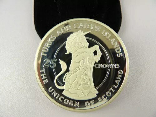 1978年 タークス・カイコス諸島 25クラウン 銀貨 - スコットランドのユニコーン