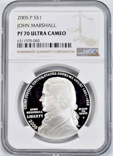 2005年 ジョン・マーシャル シルバーダラー NGC PF70??完璧な品質??