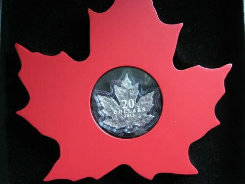 カナダ 2015年 20ドル銀貨プルーフ、COA66/15000、木製ディスプレイフレーム付きケース入り