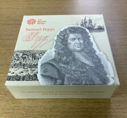 サミュエル・ピープスの日記 350 周年記念 2 ポンド銀貨プルーフコインボックス 英国ロイヤルミント