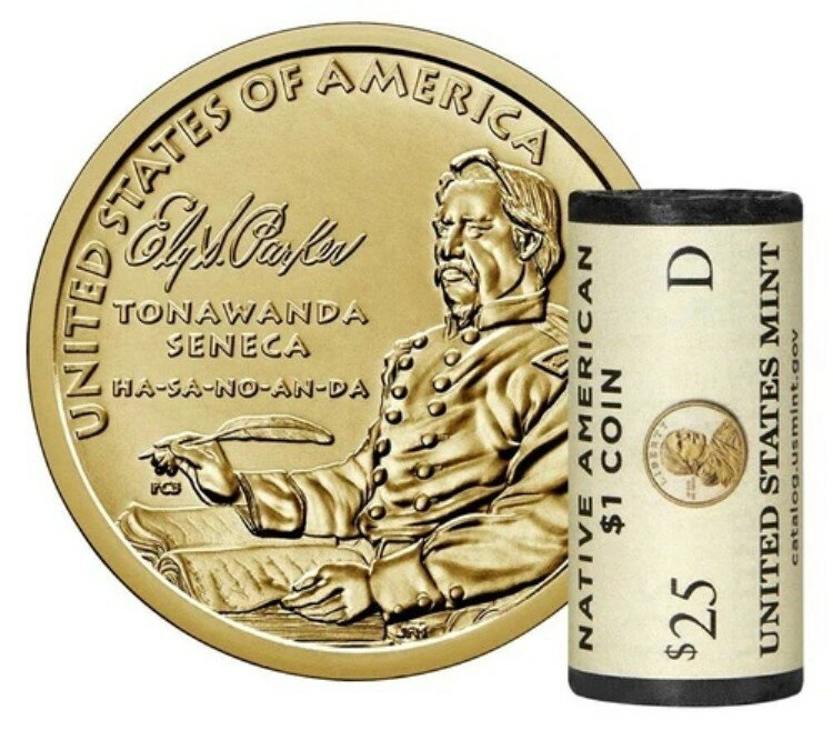 2022年 D ネイティブアメリカンドル 25 コイン ミントロール（未開封箱）Ely S. Parker