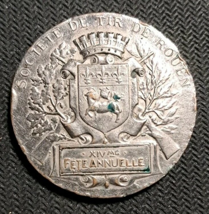 フランス 1914年 - ルーアン協会 - 40mm銀メダルコイン - 美しい(3)