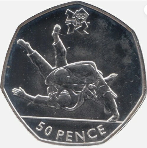 2012年オリンピック 50ペンス硬貨 .925 シルバー BUNC 柔道 ロンドンオリンピック ロイヤルミント