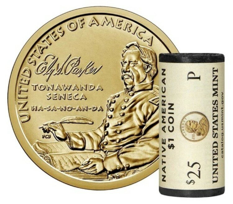 2022年 P ネイティブアメリカンドル 25 コイン ミントロール（未開封箱）Ely S. Parker