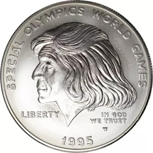 1995-W アメリカ造幣局 スペシャルオリンピックス世界大会 シルバーダラー Ch. BU