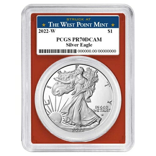 2022-W プルーフ 1ドル アメリカン シルバー イーグル PCGS PR70DCAM ウェストポイント ラベル レッド..