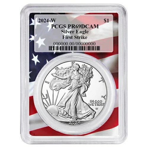2024-W プルーフ $1 アメリカン シルバー イーグル PCGS PR69DCAM FS フラッグフレーム