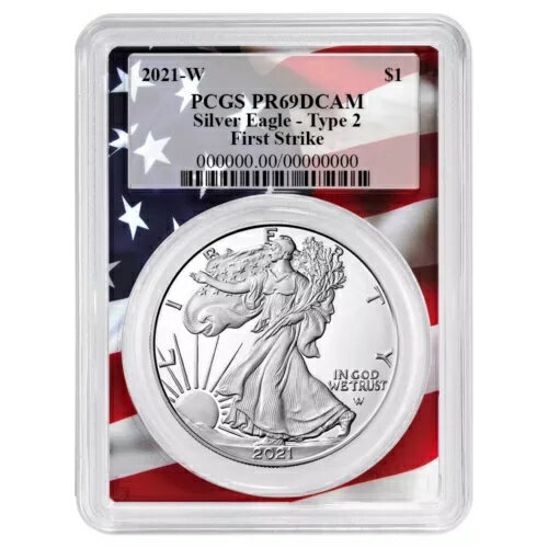 2021-W プルーフ $1 タイプ2 アメリカンシルバーイーグル PCGS PR69DCAM FS フラッグフレーム