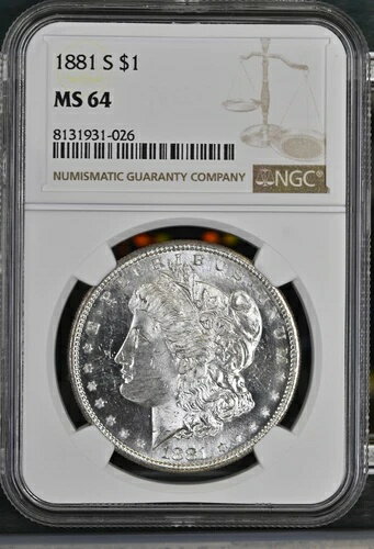 1881年 S モルガン銀貨 NGC MS-64