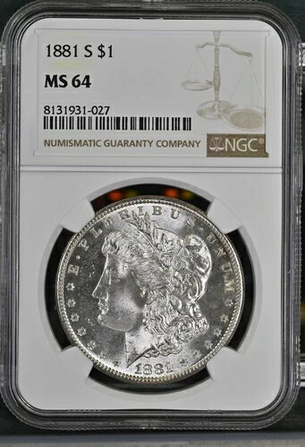 1881年 S モルガン銀貨 NGC MS-64