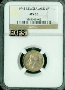 1943年 ニュージーランド 6ペンス 6P N