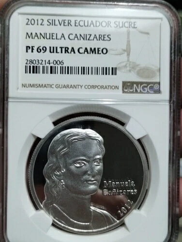 エクアドル 2012 - スクレ シルバー - マヌエラ カイザレス - プルーフ 69