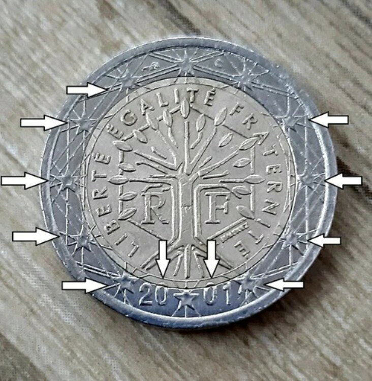 楽天WORLD RESOURCE【KING店】2ユーロ硬貨 フランス 2001年 非常に希少 MIS スタイルエラー ?2