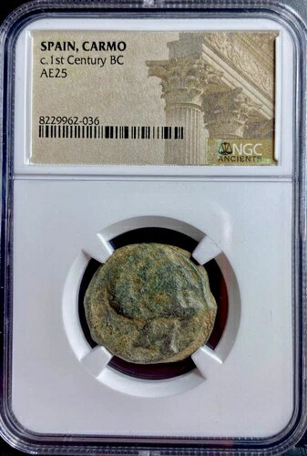 ケルトイベリアコイン NGC 古代カルモ スペイン 紀元前100年-紀元前1年 非常に希少 本物