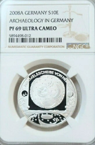2008年 ドイツ シルバー 10ユーロ 考古学 NGC PF 69 ウルトラカメオ 希少 トップポップ