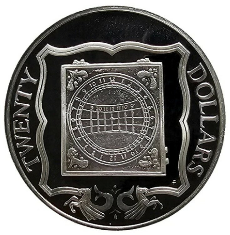 1985年 英領バージン諸島 20ドル トレジャー アイボリー サンダイアル プルーフ .925 シルバー コイン 1009(3)