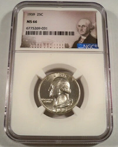 1959 NGC MS66 ワシントン クォーター シルバー ホワイト MS 66 25セント