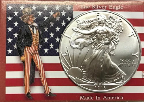2021年「アンクル・サム&フラッグ」ドル - 1オンス「タイプ2」シルバーイーグル(カスタムホルダー入り)
