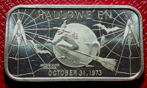 ヴィンテージ 1973 ハロウィーン魔女のほうきバー 1トロイオンス 999 シルバー マディソンミント