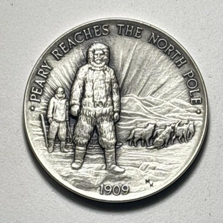 1909年 ピアリーが北極点に到達 ダンベリー造幣局 スターリングシルバーメダル 40mm