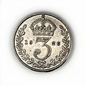 1926年 イギリス 銀貨 3ペンス AU50 下地ミントラスター #C296