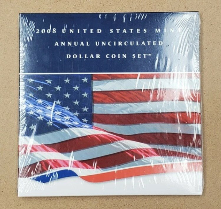 2008年米国造幣局発行の未流通ドル硬貨セット - 未開封・未開封状態